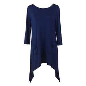 Women's 3/4 Sleeve Solid Sharkbite Tops